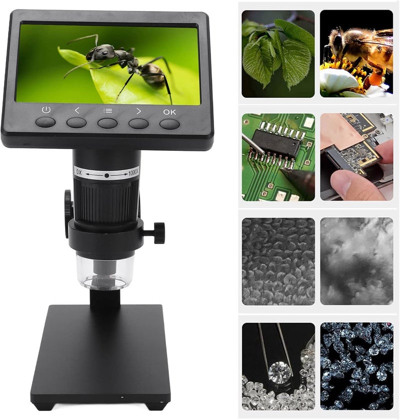woobles Digital Microscope, High Power 4.3 Inch LCD 1000X Electron Microscope for Phone Repair (US Plug) - Image 2